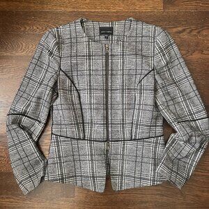 Judith & Charles Tweed Black/White Plaid cotton/wool Short Blazer/Jacket-Sz.8